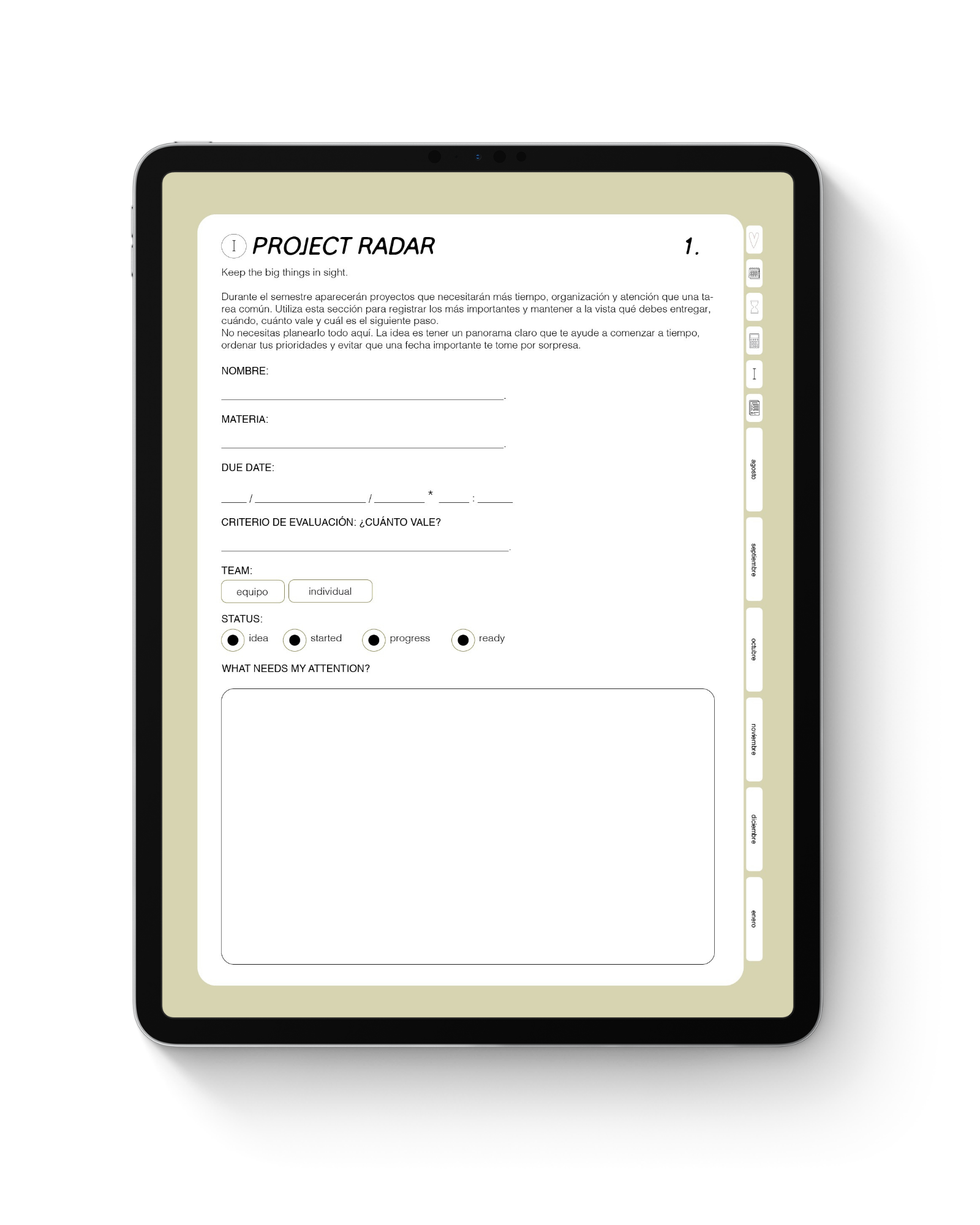 EDITABLE / THE ACADEMY PLANNER — Agenda Digital Académica